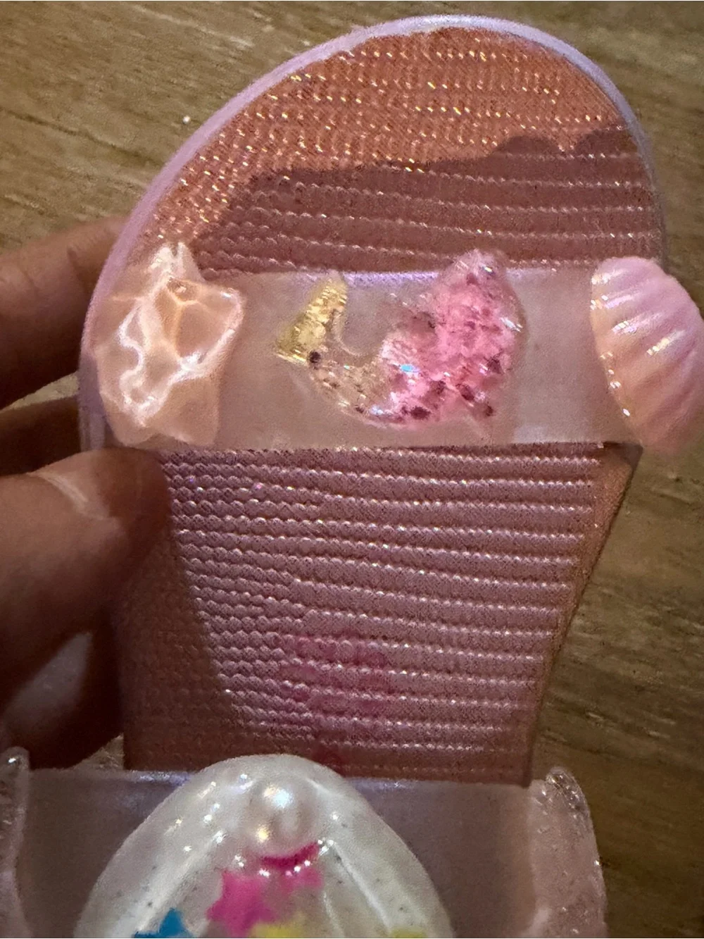 Girls Pink Jelly Sandals with Sea Charm Embellishments